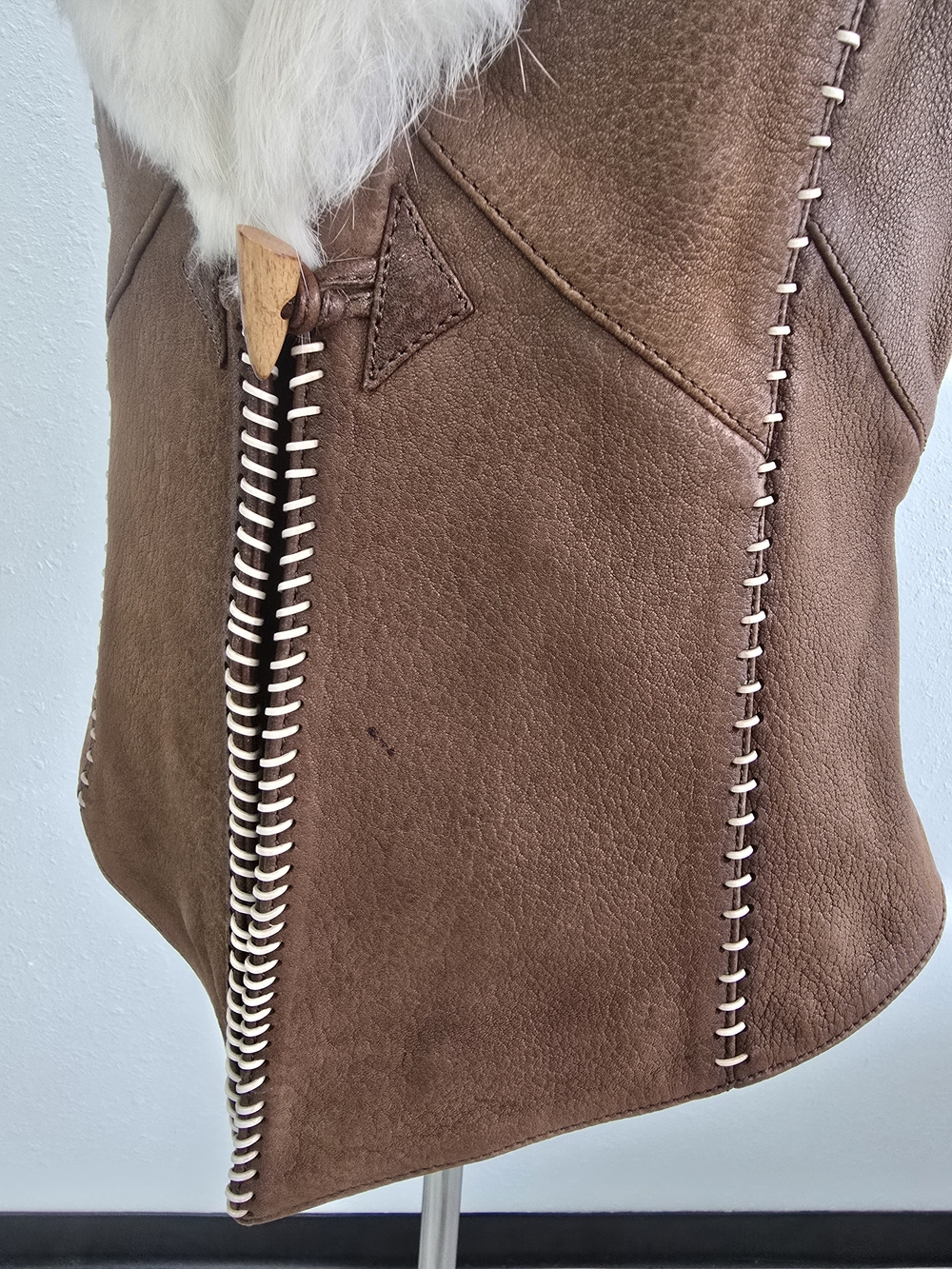 Corral Brown Sheep Leather Rabbit Fur Western Vest Women Medium Western - Picture 4 of 11